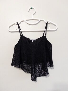 Charlotte Russe Black Lace Flowy Spaghetti-Strap Camisole